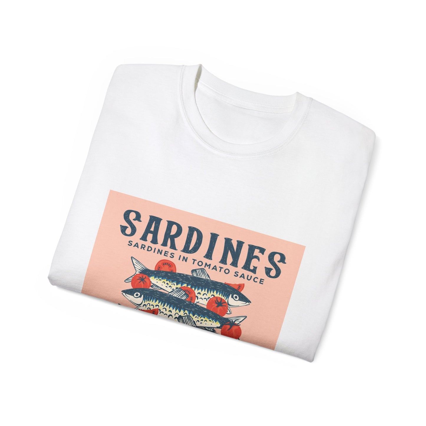 Vintage Sardines Graphic Tee, Unisex Cotton Shirt, Quirky Foodie Gift, Summer Apparel, Casual Wear, Retro Fashion