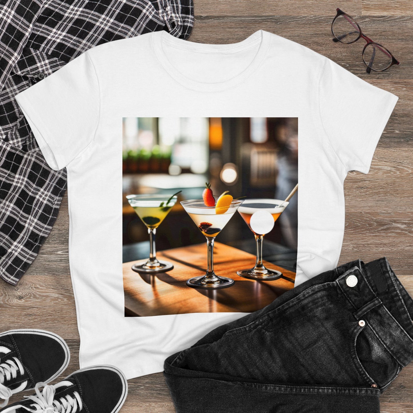 Martini Flight T-Shirt, Cocktail Lover Tee, Happy Hour Top, Alcohol Graphic Shirt, Summer Party Apparel