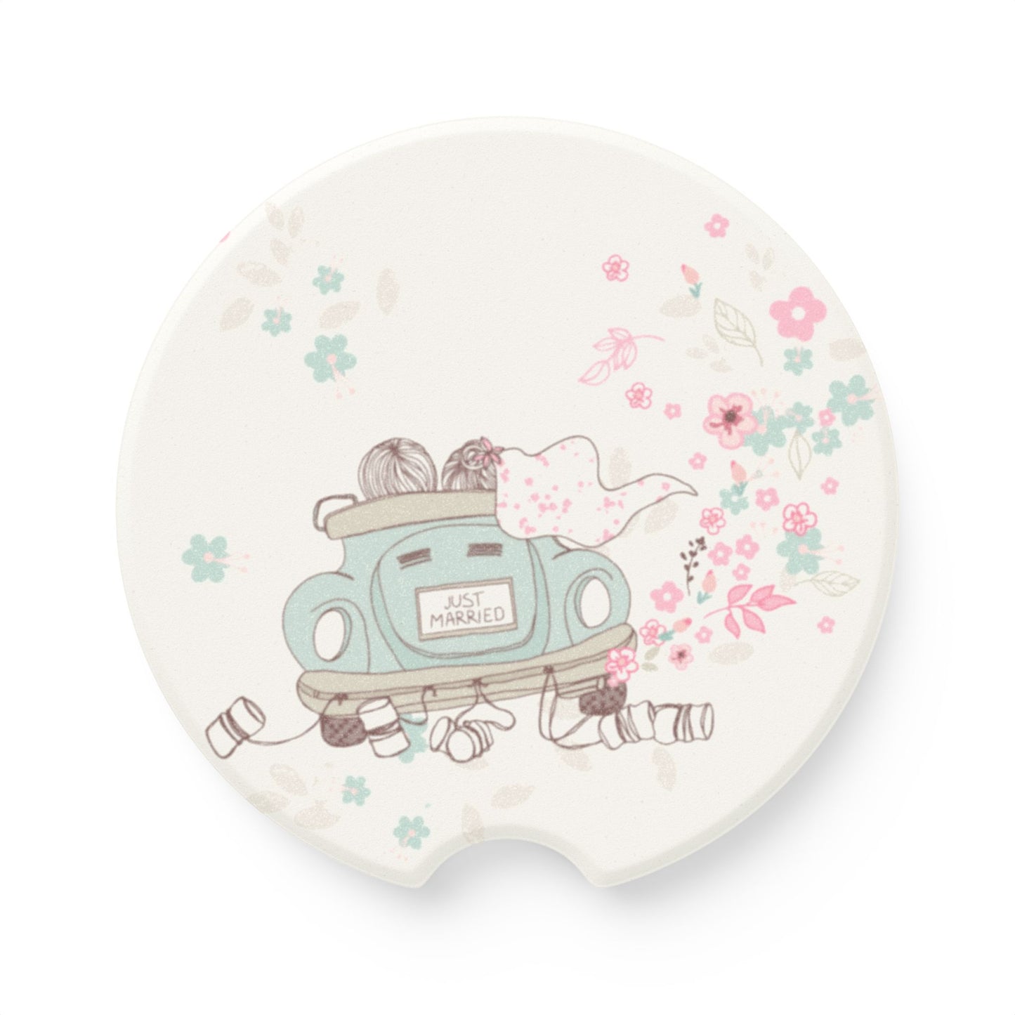 Soapstone Just Married Car Coaster | Gifts for Newlyweds