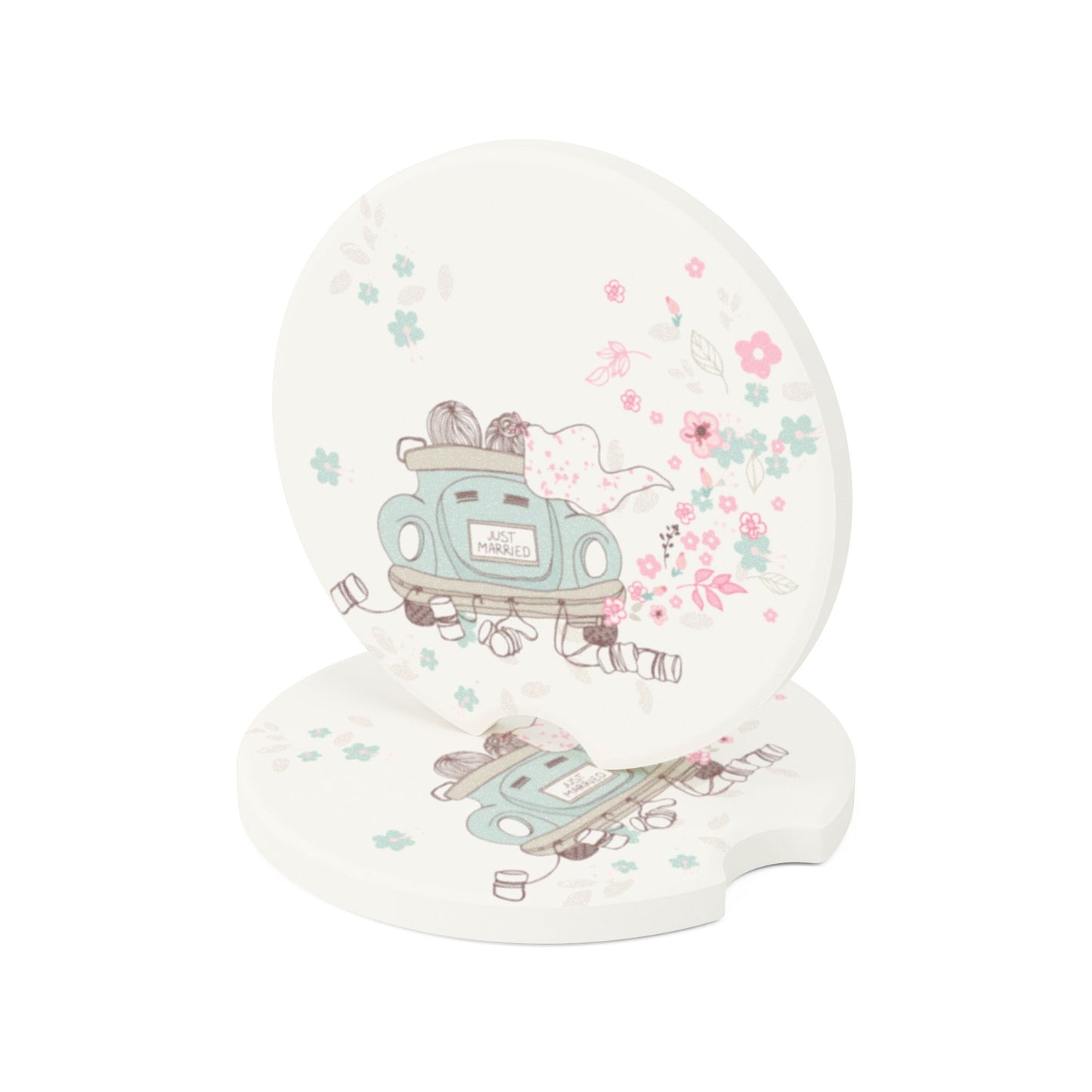 Soapstone Just Married Car Coaster | Gifts for Newlyweds
