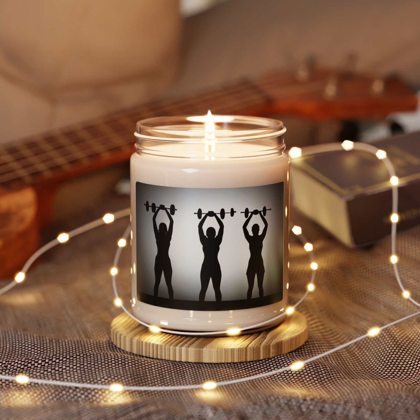 Workout Barbell Scented Soy Candle, 9oz | Weight Lifter Gift