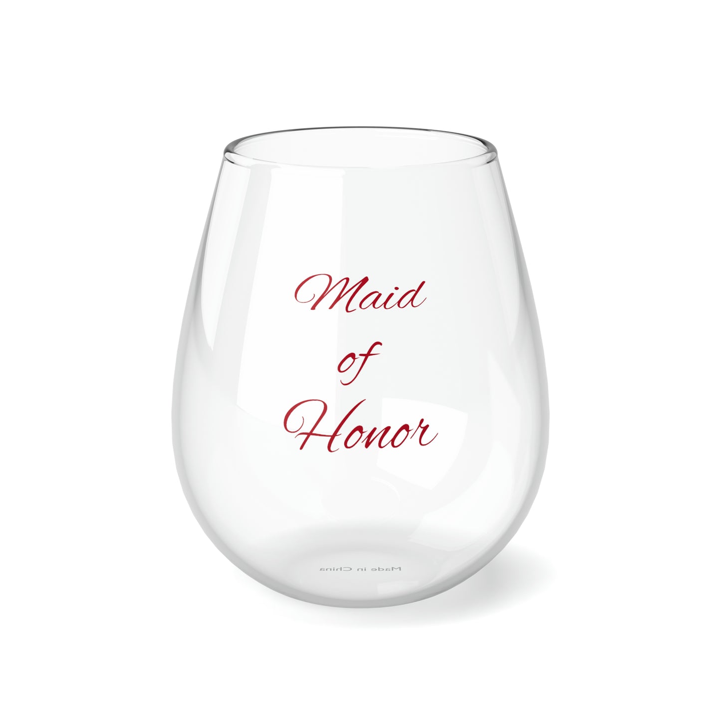 Maid of Honor glass, Bridal party gifts, Stemless Wine Glass, 11.75oz