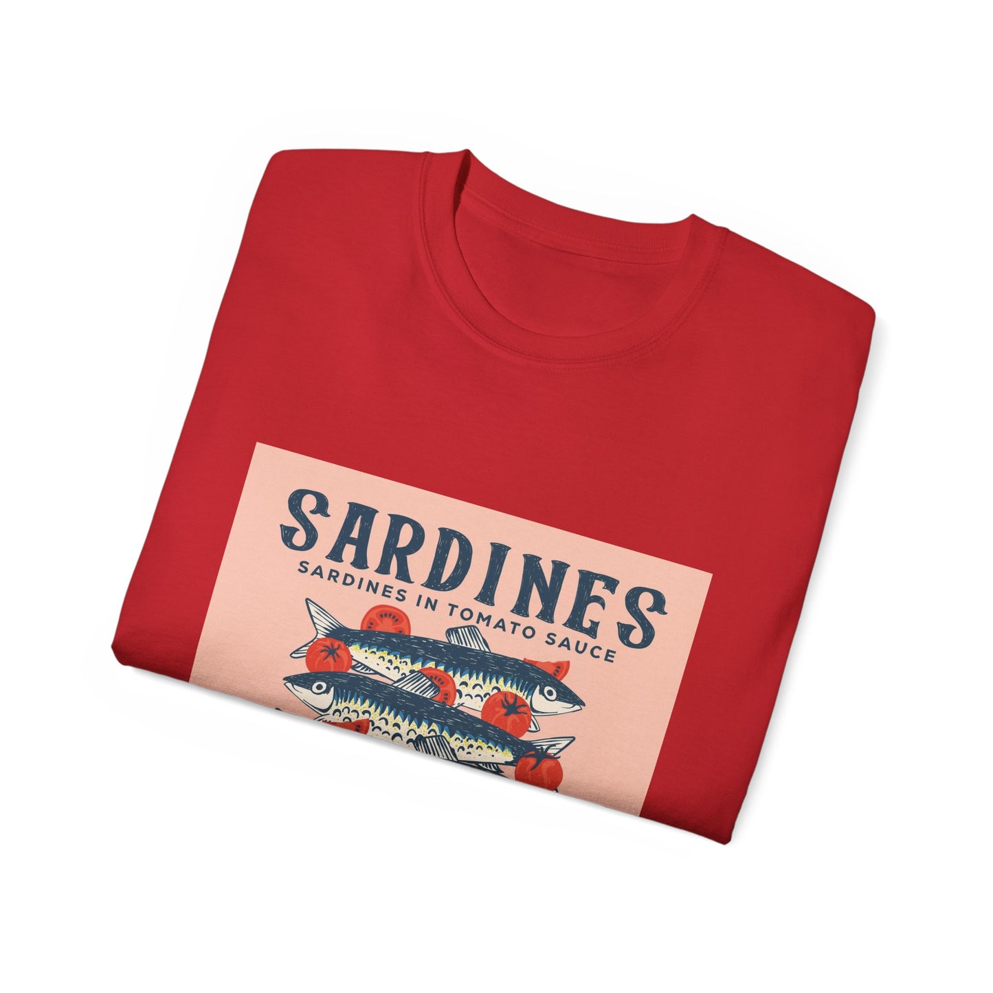 Vintage Sardines Graphic Tee, Unisex Cotton Shirt, Quirky Foodie Gift, Summer Apparel, Casual Wear, Retro Fashion