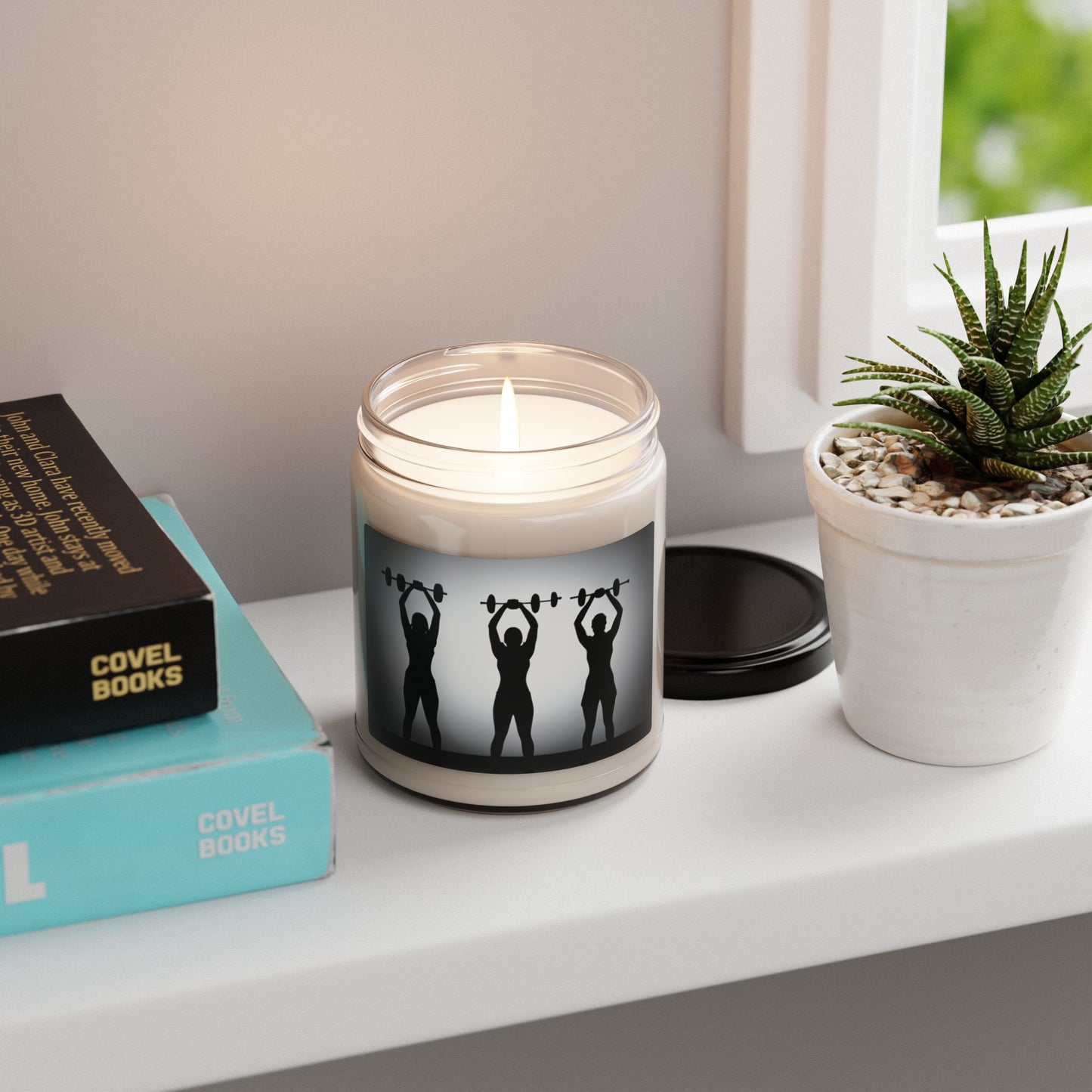 Workout Barbell Scented Soy Candle, 9oz | Weight Lifter Gift