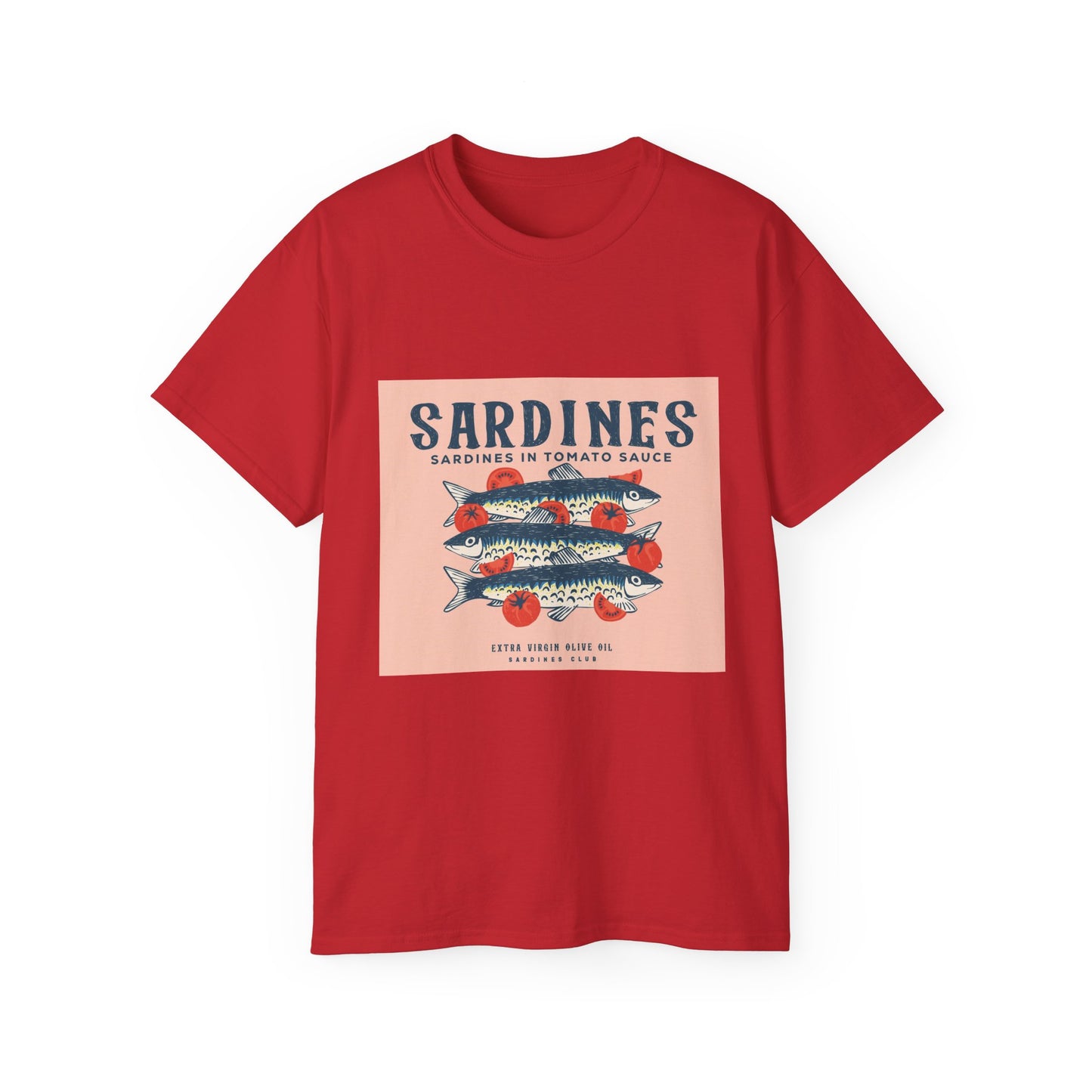 Vintage Sardines Graphic Tee, Unisex Cotton Shirt, Quirky Foodie Gift, Summer Apparel, Casual Wear, Retro Fashion