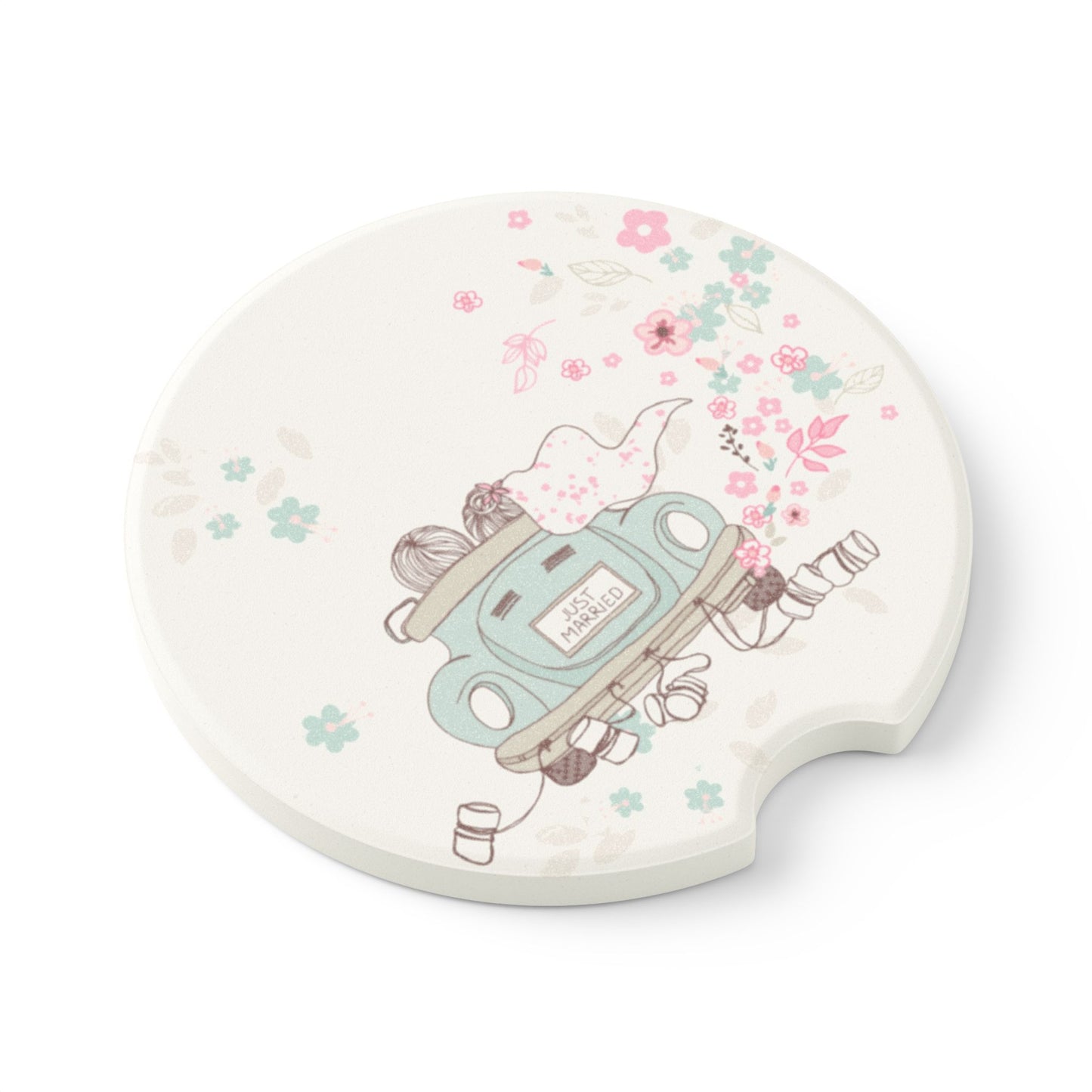 Soapstone Just Married Car Coaster | Gifts for Newlyweds