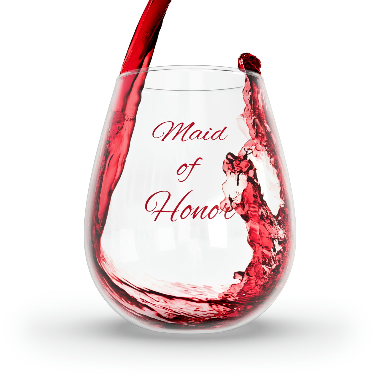 Maid of Honor glass, Bridal party gifts, Stemless Wine Glass, 11.75oz