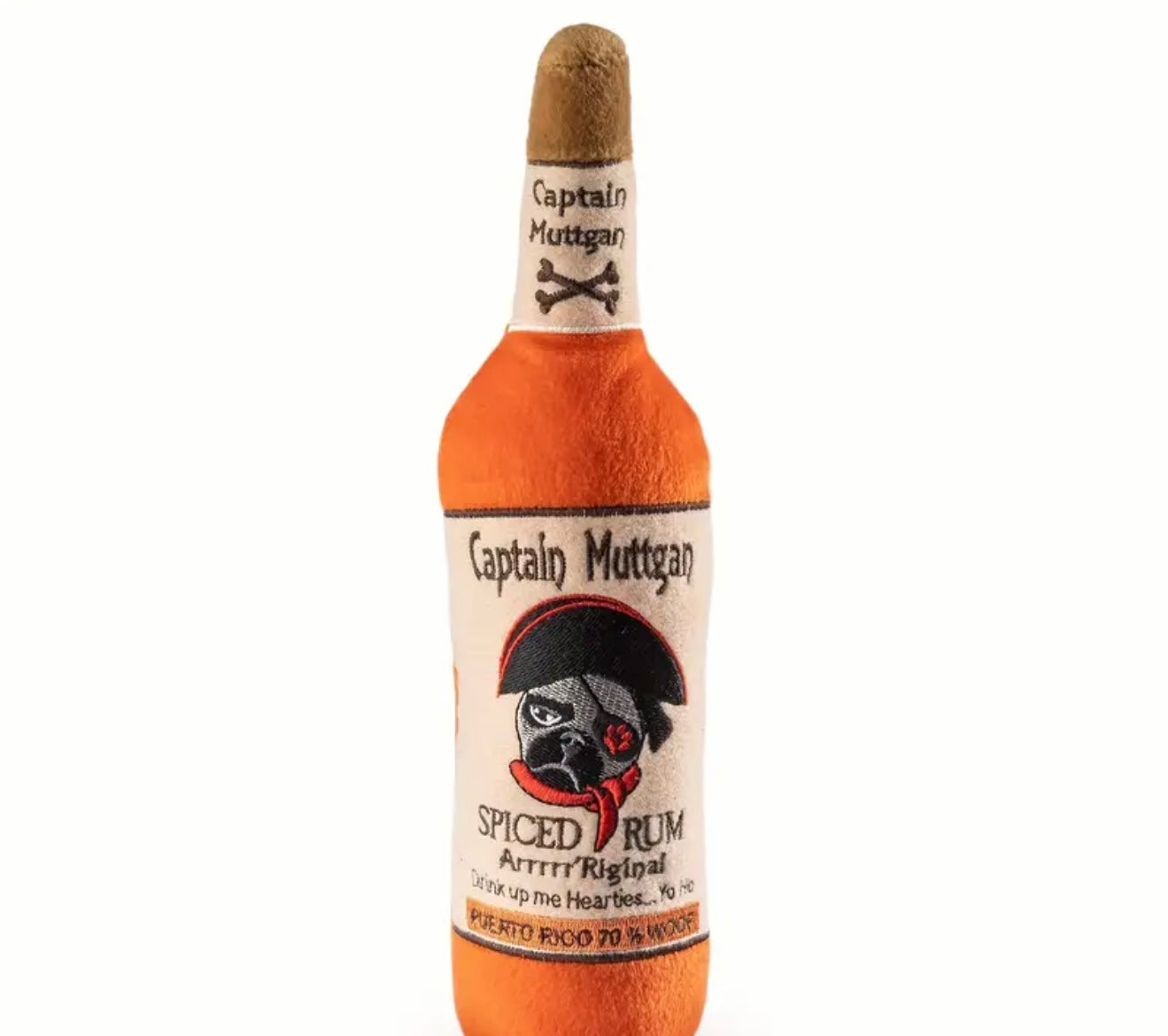 Captain Muttgan Dog Rum Plush | Dog Toy | Gifts for Dogs